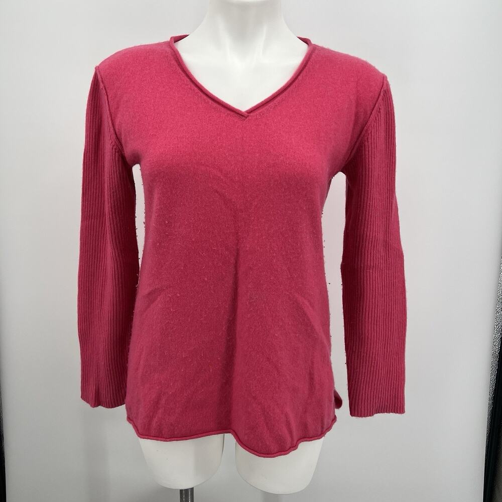 Sundance Hot Pink V Neck Cashmere Sweater Small